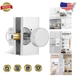 Lockable Modern Round Door Knobs for Bedrooms & Bathrooms - Zinc Construction - Picture 1 of 8
