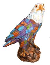 Bald Eagle Standing Sculpture w/ Rainbow Highlights 7" H Resin Figurine