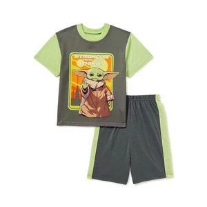 Baby Yoda Pajamas Star Wars Boy Girl Shorts T Shirt Set 7 8 M Mandalorian Grogu - Picture 1 of 3