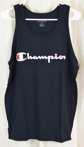Champion Men's Classic Jersey Tank Screen Print Script Black Size Medium - Picture 1 of 3