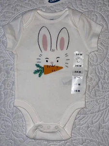 NWT EASTER baby 3 6 9 12 months rabbit Bunny Bodysuit boys girls Old Navy white - Picture 1 of 2