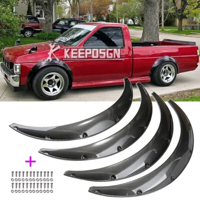 4X Para Nissan Carrocería Dura D21 Pickup Guardabarros Llamaradas Arco Rueda Carrocería Ancha Carbono Aspecto Foto 1 de 4