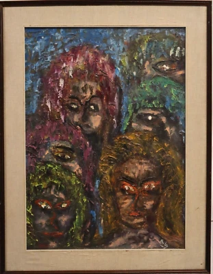 Buby dal Toso ( Scuola del XX Secolo ) Dipinto Olio su Tela Figure con Cornice - Imagen 1 de 4