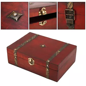 More details for retro treasure chest vintage wooden storage box gift jewelry organizer gifts uk