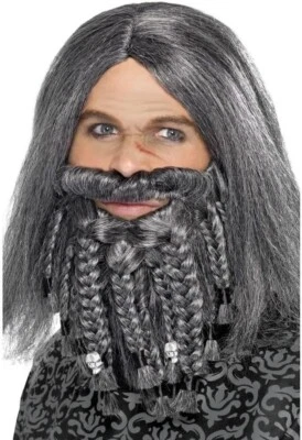 Mens Terror of the Sea Grey Pirate Wig and Beard Set - Image 1 of 2