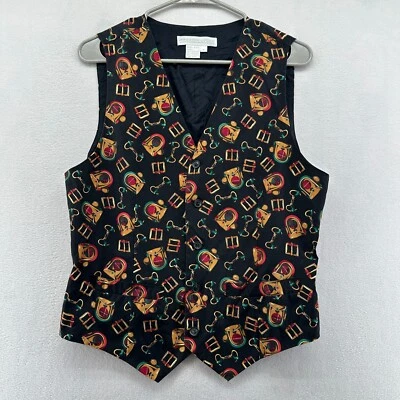 Chaqueta Chaleco Preston & York Multicolor Para Mujer Mediana Bolsillos de Seda Estampada Foto 1 de 4