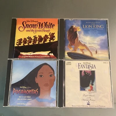 DISNEY 4 LOT: Snow White and Seven Dwarfs, Lion King, Pocahontas, Fantasia VG+ Foto 1 de 4