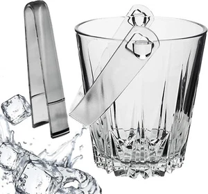 Glass Ice Bucket Wine Beer Champagne Cooler with Plastic Tongs - Picture 1 of 5