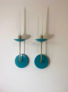 nautical Wall Sconce Candle Holder - Gold, Vintage, Antique, Pair, Set of 2 - Picture 1 of 6