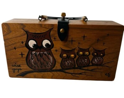 Cartera de madera vintage Enid Collins Wise Guys 1962 excelente estado Foto 1 de 4