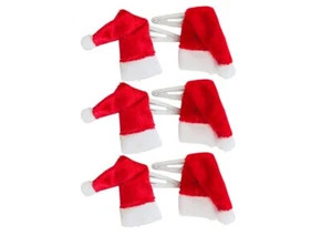 6pk Navidad Papá Noel Sombrero Motivo Brillo Cubierto Cabello Bendies Sleepies Clips Slides - Imagen 1 de 2