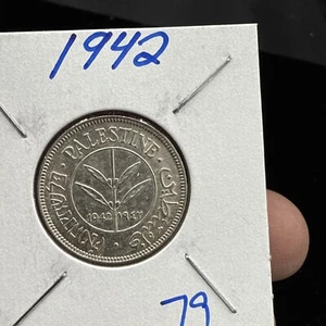 PALESTINE: 1940 SCARCE SILVER 50 MILS ABOUT UNCIRCULATED++++ - Picture 1 of 8