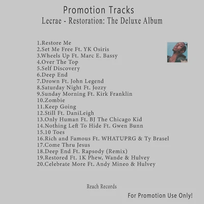 Христианский рэп/хип-хоп... белый компакт-диск. Lecrae - Restoration: The Deluxe альбом - Изображение 1 из 2