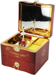 Musical Jewellery Box with Classic Rotating Ballerina Dancer Music Box Necklace - Picture 1 of 12