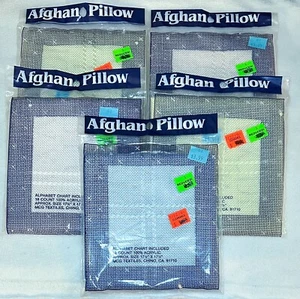 Menge 5 Afghan Kissen Tuch MCG Textilien Acryl 18 Kt 17,5X17,5 Kreuzstich - Bild 1 von 9