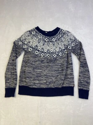 Женский свитер Roxy средний размер Fair Isle пушистый мягкий пуловер темно-синий цвет слоновой кости - Изображение 1 из 4