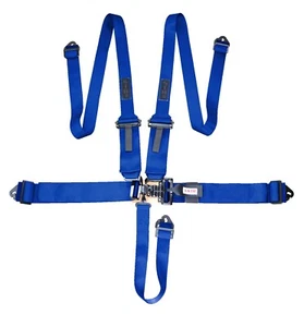 Nascar Race Harness 5-Point SFI 3" - 2" FHR Latch Seat Belt F2 Alu Adjuster BLUE - Picture 1 of 5