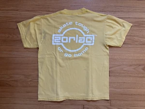 VINTAGE ZORLAC LOGO T-SHIRT 90s YELLOW SKATEBOARD SKATE TEE YOUTH L - Picture 1 of 6