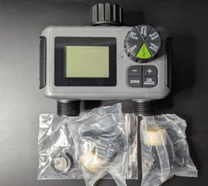 Irrigatore Timer per Tubo da Giardino,2 Zone Timer Acqua per Giardino con Ritardo Pioggia - Foto 1 di 12