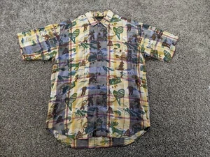 Vintage JanSport Men's Shirt Large Button Mountain Outdoor All Over Print 90s - Picture 1 of 11