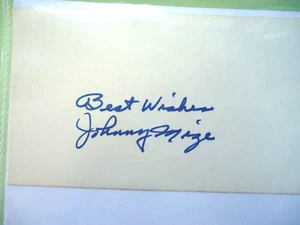 Johnny Mize - 3X5" Autographed index card - Hall of Famer - Cardinals - Picture 1 of 1