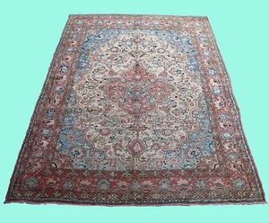 Vintage Kurdish Floral Medallion Rug 10'4" x 7'6" Handwoven Wool Carpet Rug - Picture 1 of 4