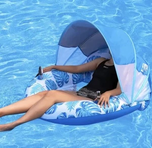 Pool Chair Float with Canopy Shade UPF50+, Large Pool Floats for Adults - Picture 1 of 7