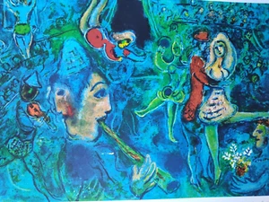 MARC CHAGALL PRINT MAGIC FLUTE DANCERS PLATE SIGNED 32x21 - Picture 1 of 5