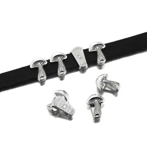 10Pcs Antique Silver Mushroom Shape Slider Spacer fit 11*2.2mm Flat Leather Cord - Picture 1 of 6