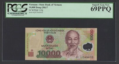 Viet Nam 10000 Dong 2017 P119j Uncirculated Grade 69 - Image 1 of 2