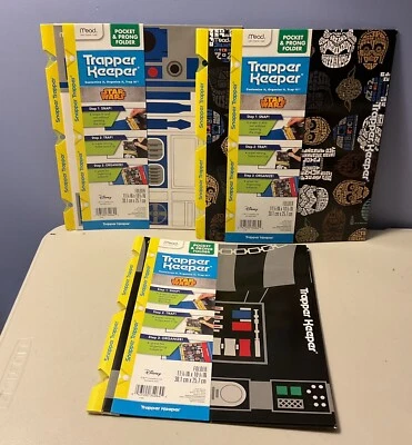 NEW Star Wars Binder 2014 Mead Trapper Keeper Lot of 3 NOS R2D2 Darth Vader + - Image 1 of 4