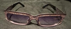 Vintage 6276 CAVIAR EYEGLASSES Purple Champagne Crystals Women Italy Rectangle - Picture 1 of 6