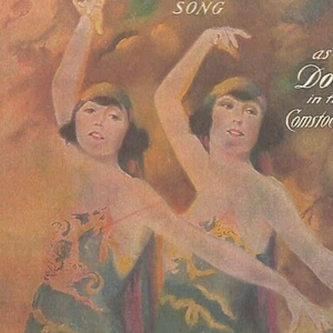 Spartiti musicali vintage 1919 "La mia isola dei sogni d'oro" due donne che ballano - Foto 1 di 3