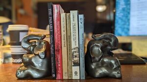 New ListingArt Deco Nuart Silver Finish Elephant Book Ends, Set of 2, Glen Leroux Antiques