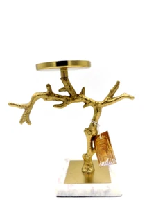 New india Metal Branch Twig Pillar Candle Holder Marble Base 8" Tall - Picture 1 of 5