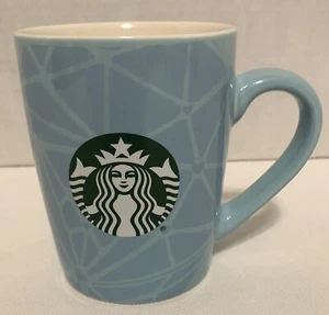 2021 Starbucks blaues geometrisches Muster mit Herzen der Sirene 10 Unzen Kaffee-/Teebecher - Bild 1 von 3