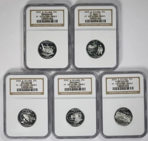 5 Coins Set 2002-S State Quarter 25C Silver PF 69 Ultra Cameo NGC TN OH LA IN MS - Picture 1 of 2