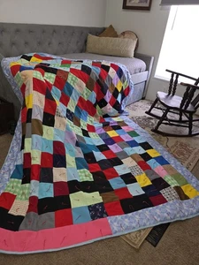 Handgefertigte 2-seitige Blumen & bunte Decke 76'×98' - Bild 1 von 20