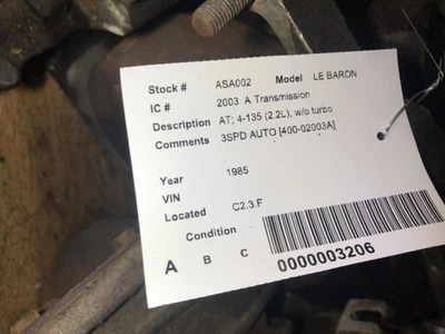 Automatic Transmission 4-135 2.2L Fits 81-85 ARIES 1288 Foto 1 de 2