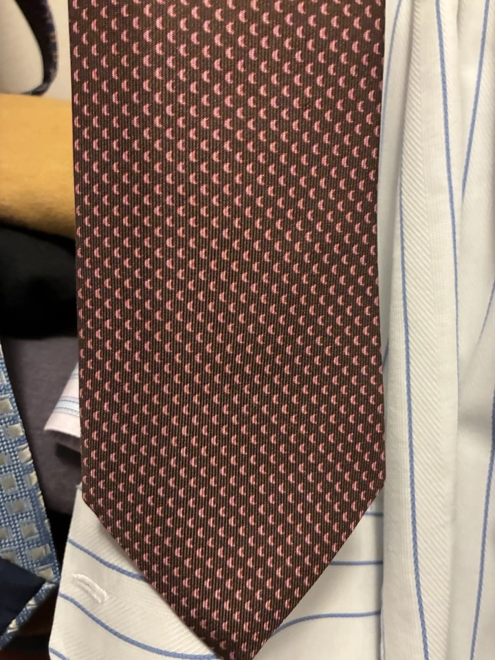 Новый с Ярлыками Cesare Attolini галстук коричневый с меди геометрический узор - Изображение 1 из 3