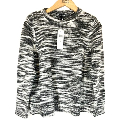 $378 Suéter Eileen Fisher Para Mujer S Negro Tejido Lana Seda NUEVO Foto 1 de 4