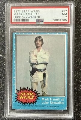 1977 TOPPS STAR WARS BLUE SERIES 1 #57 MARK HAMILL AS LUKE SKYWALKER PSA 7 - Image 1 of 3