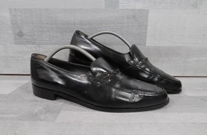 BALLY Pavia Loafers Slip On Black Leather Mens Vintage UK 8 - Picture 1 of 13
