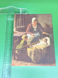 Vintage Lithograph Print Loves Tenderness Mother And Baby Children - Picture 1 of 2