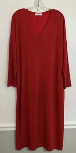 Vestido Bryn Walker Philippa Rojo Grande Manga Larga Maxi Cuello en V Minimalista Vacaciones - Imagen 1 de 5