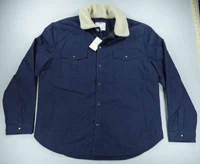 Chaqueta Lucky Brand Para Hombres 2XL Azul Cuello Sherpa Acolchada Forrada Botón Camisa Abrigo Foto 1 de 4