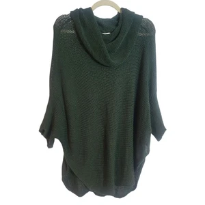 Wooden Ships Loose Knit Sweater Poncho Women's M / L Green Drape Neck Oversized - Picture 1 of 9