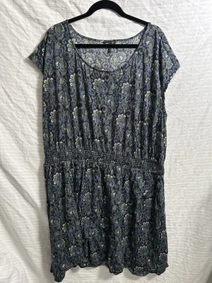 Daisy Fuentes Women’s Blue Floral Paisley Print Midi Dress~ Size 2X - Image 1 of 4
