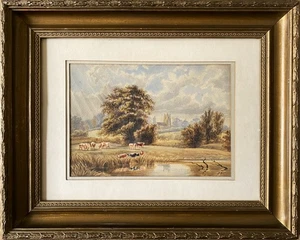 19th Century Antique British School Farming Landscape Watercolour Painting - Picture 1 of 10