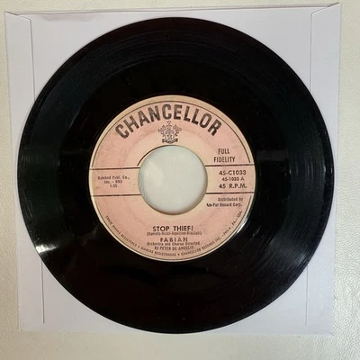 Fabian - Stop Thief! / Turn Me Loose 7" 45 rpm Vinyl Single Chancellor 45-C1033 - Image 1 of 4